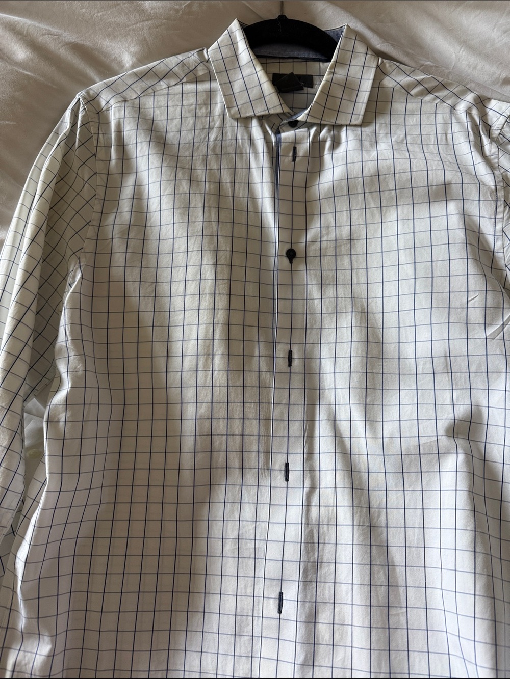 H&M White Dress Shirt with Blue Windowpane Check